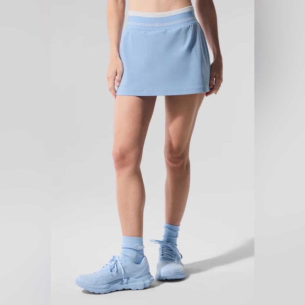alo Airbrush Better Together Tennis Skirt Seashell Blue